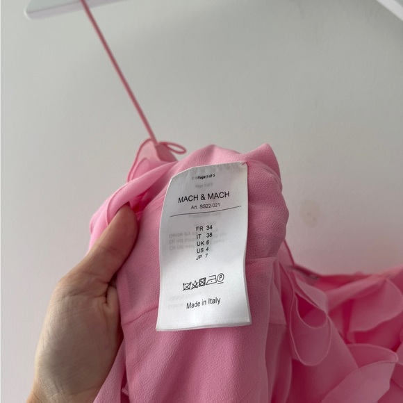MACH & MACH Asymmetrical Ruffle Pink Top 4 - Picture 5 of 9